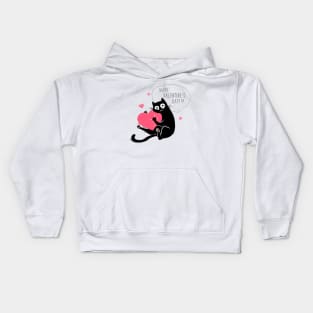 happy valentines day, heart cat love day Kids Hoodie